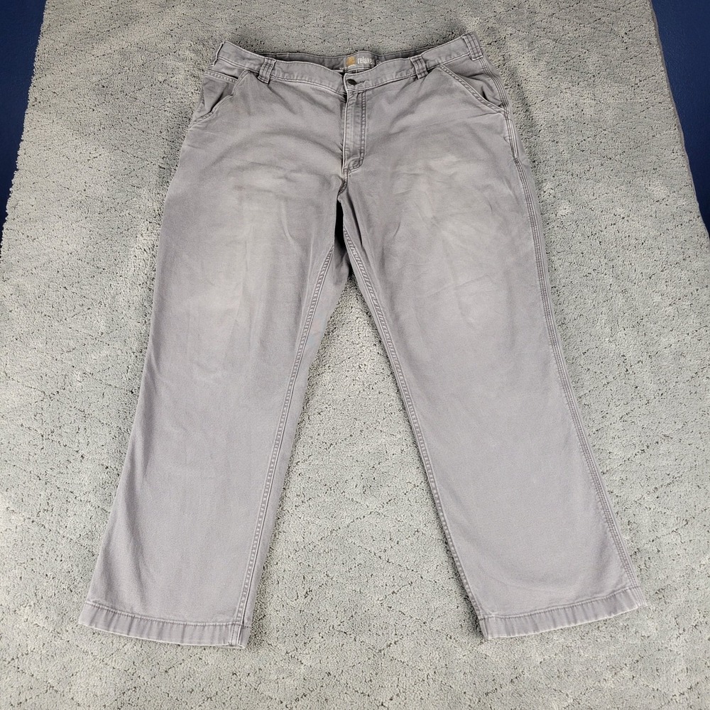 Carhartt Pants Mens 42x30 Gray Relaxed Fit Straight Leg Stretch Workwear